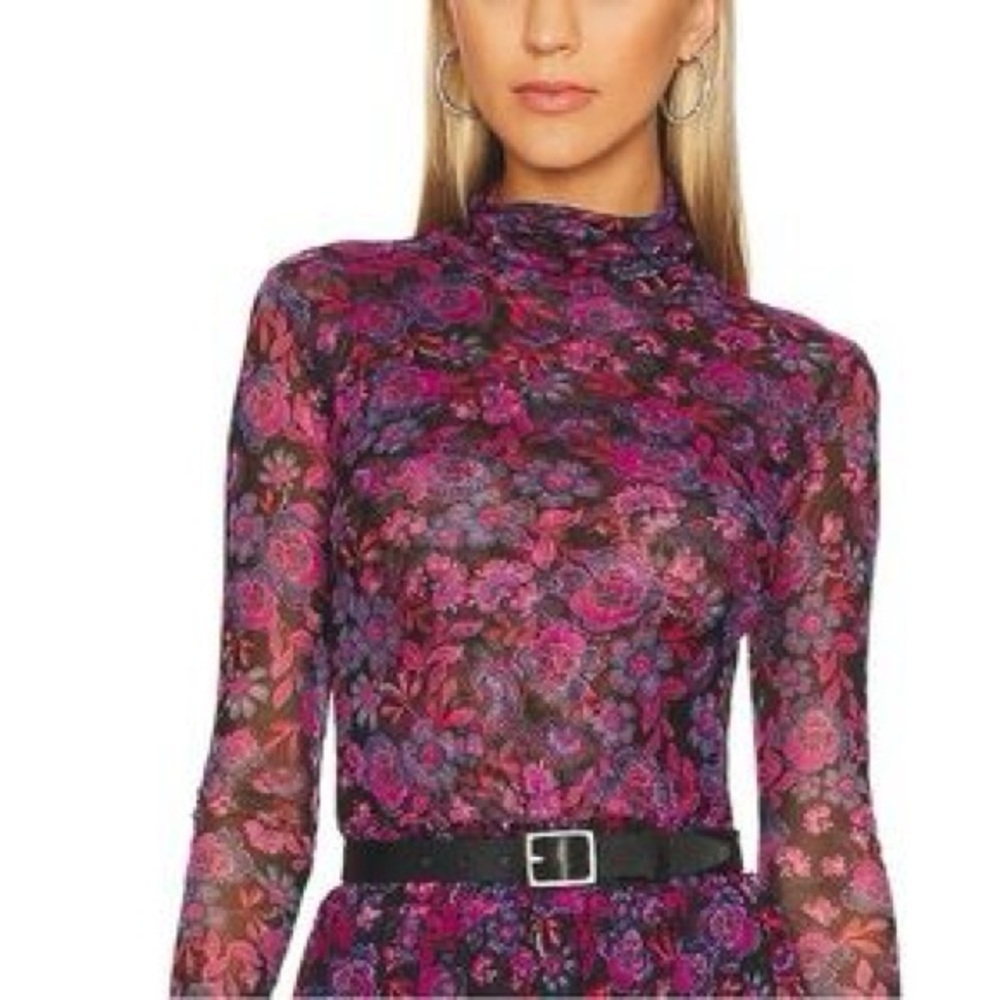 MISA Los Angeles Stormi Long Sleeve in the Electric Ditsy mesh print